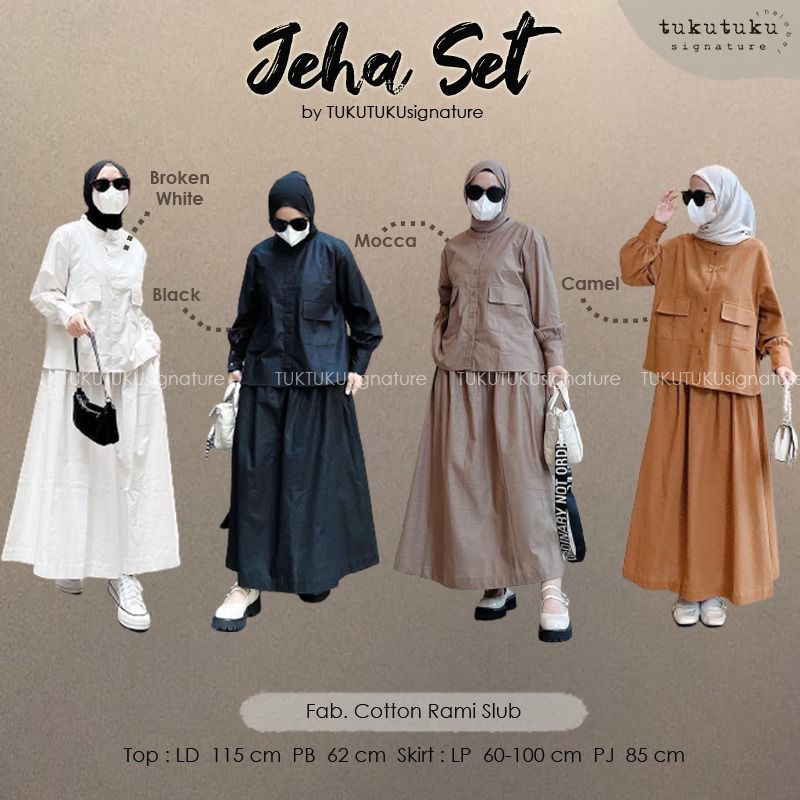 jeha set setelan rami linen wanita jumbo terbaru elegan kekinian