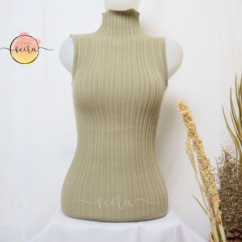 [BISA COD] Lidya Tutleneck Knit Tanktop Wanita Terbaru / Turtleneck Buntung Lidya