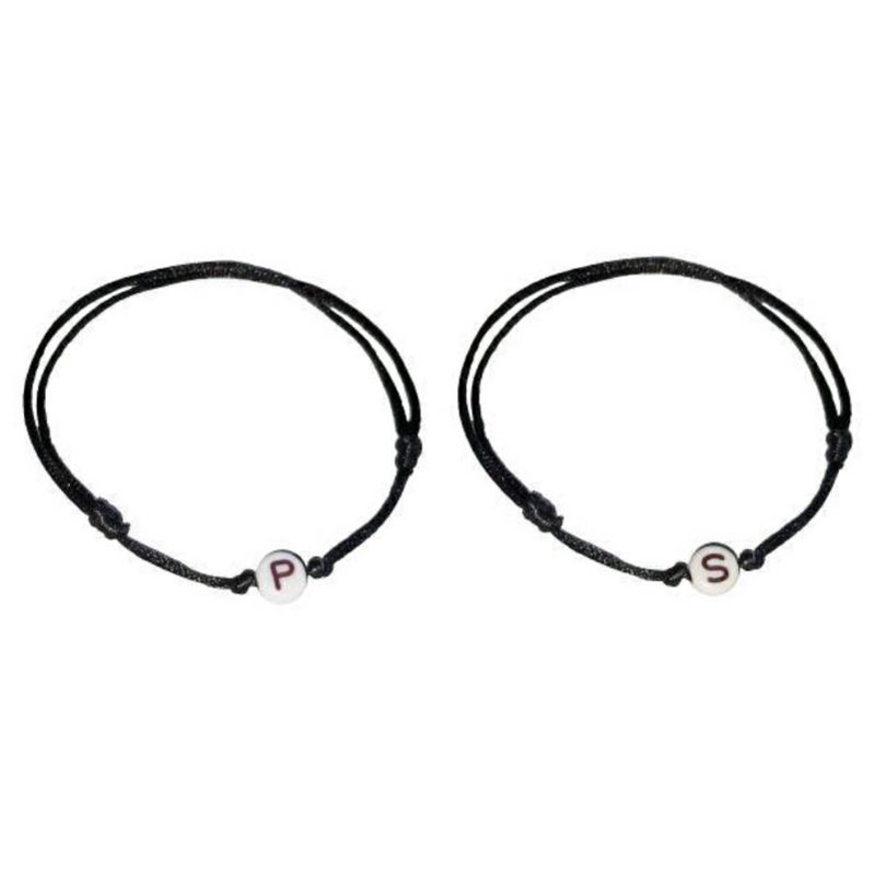 GELANG NAMA / GELANG TALI HITAM + 1 HURUF / HURUF A-P / GELANG HURUF / GELANG COUPLE