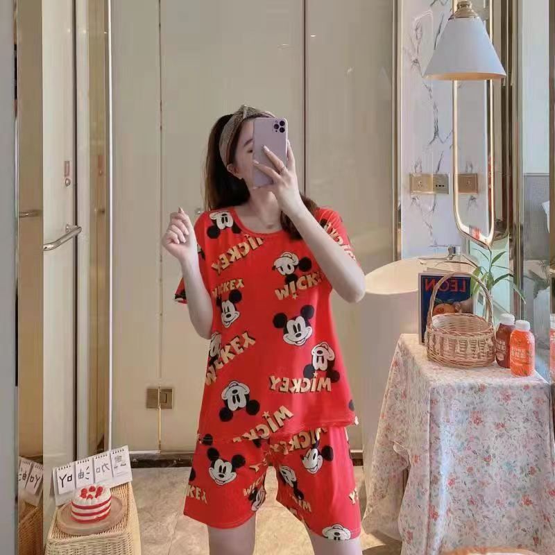 NEW SET PIYAMA IMPORT / SLEEPWEAR / BAJU TIDUR MURAH-Set Mickey merah