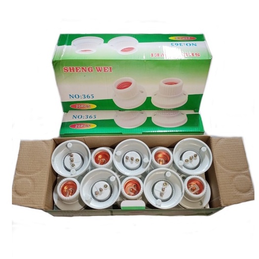 Paket 20 Pcs Fitting Plafon Bulat Putih Sheng Wei / Fitting Tempel Bulat / Fitting Lampu / Fiting La