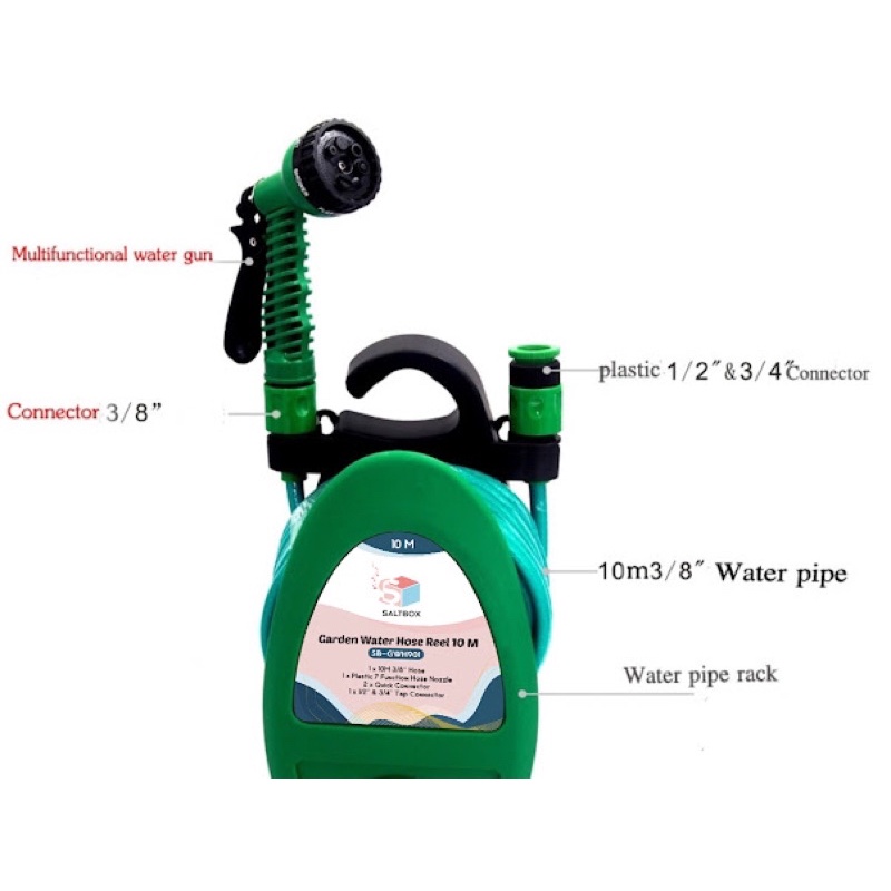 SALTBOX Selang Air Gulung Taman Set 10 Meter Garden Water Hose Reel 10M