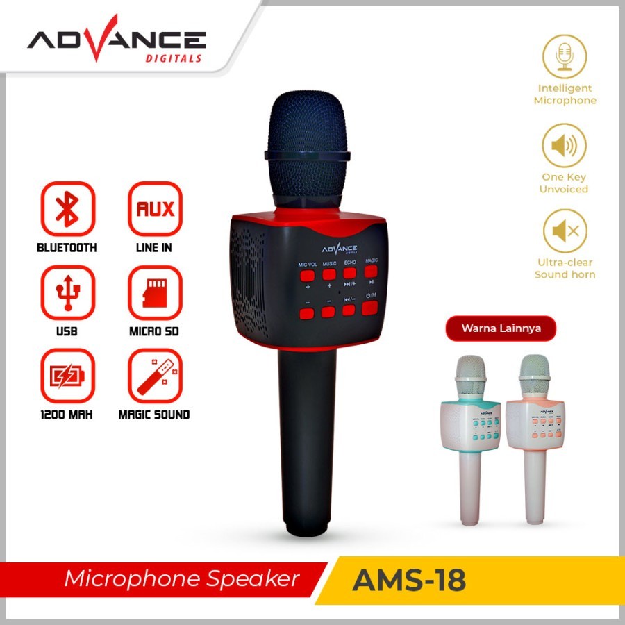 Speaker Mic/Mik Karoke Bluetooth Murah Advance AMS-18-Original-new