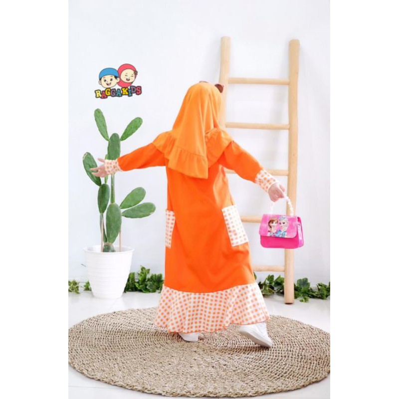 RAGGAKIDS Gamis Anak kaos orange baju muslim RG44