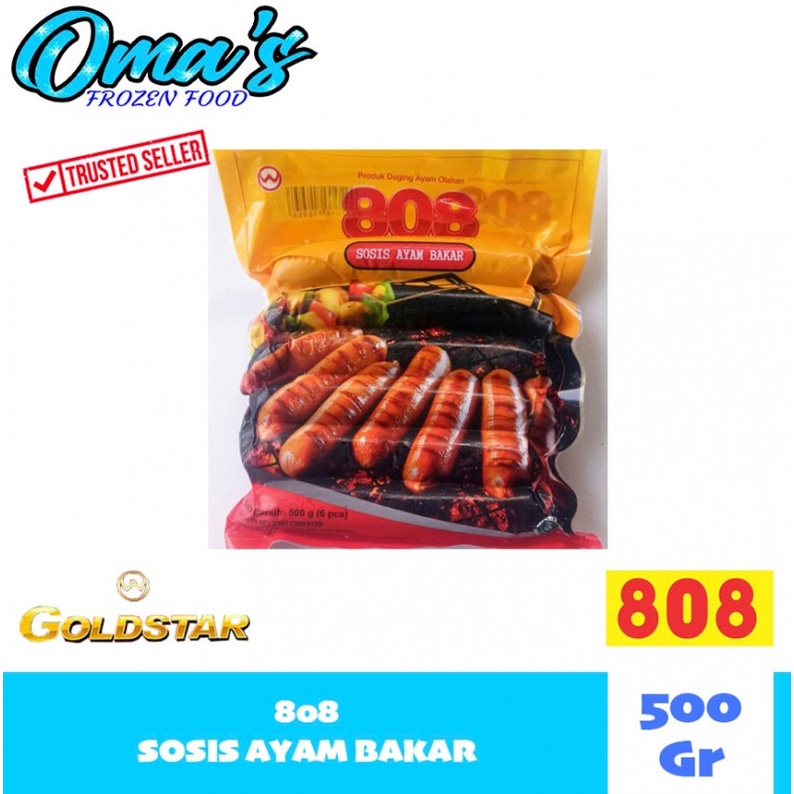 

808 SOSIS AYAM BAKAR JUMBO ISI 6 PCS 500 GR BY GOLDSTAR