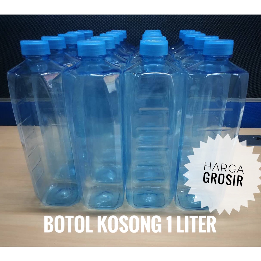 Botol Kosong 1 Liter Warna Biru Transparant Bahan Tebal Serbaguna