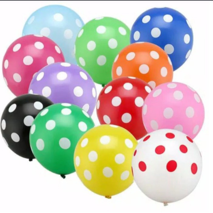 Balon Karet Latex Polkadot 12 inch Ballon Baloon Per 1Pcs Warna Random