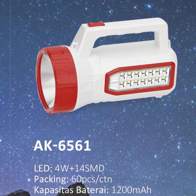 COD Lampu Senter + emergency light LED AOKI AK-6561 Rechargable//SENTER EMERGENCY AOKI AK-6561