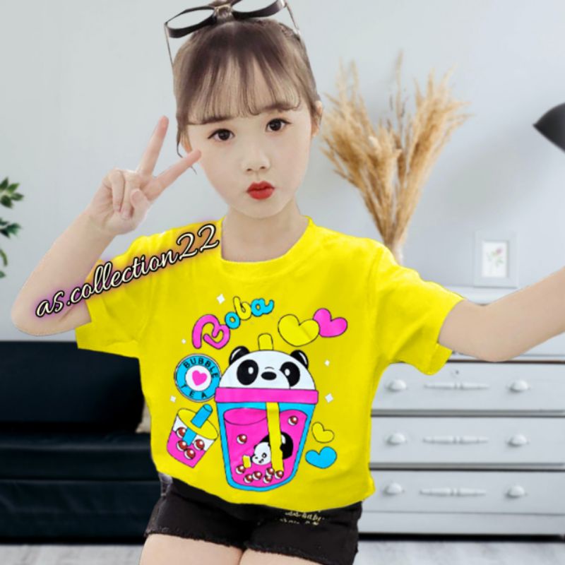 KAOS ANAK Perempuan Motif BOBA PANDA CUTE  1-10 TAHUN