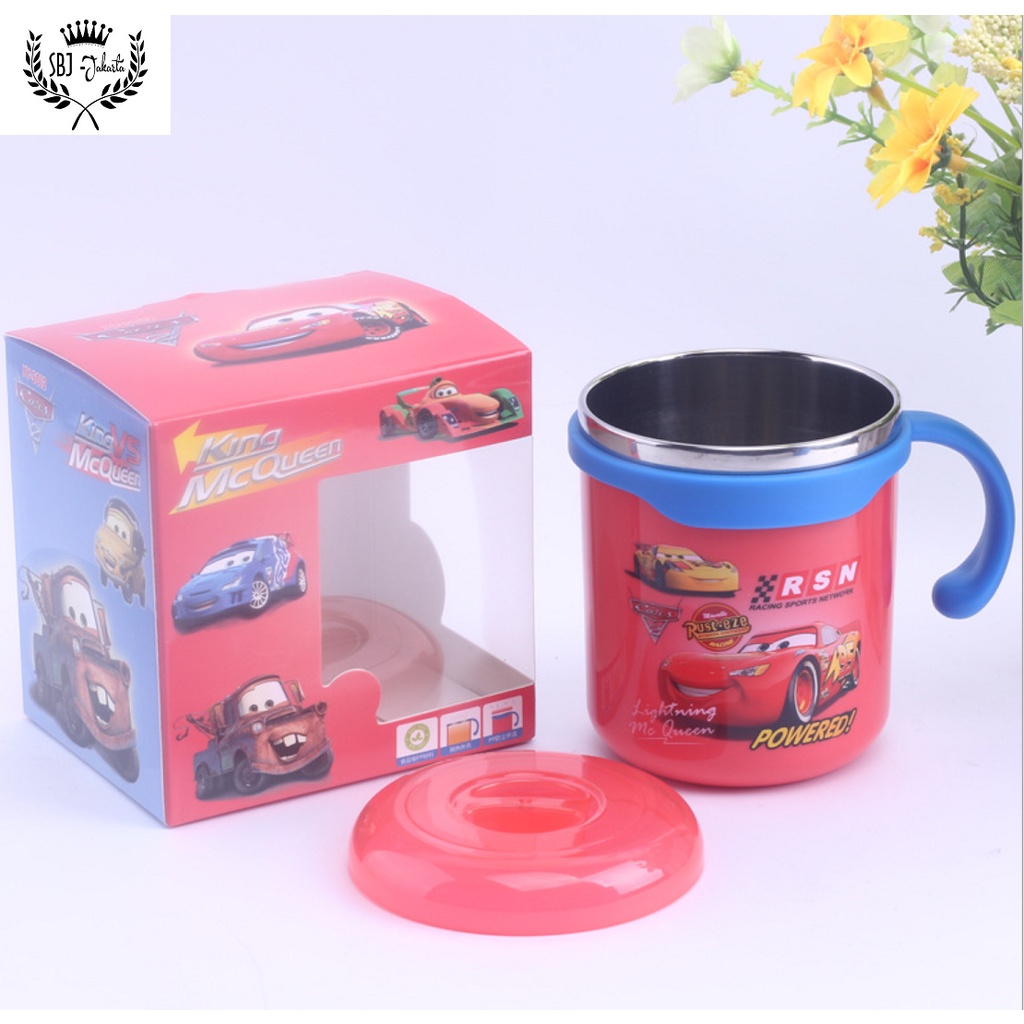 Cangkir Anak Gelas Mug Premium Stainless 304 Anti Bocor 280 ml Karakter Kartun Original