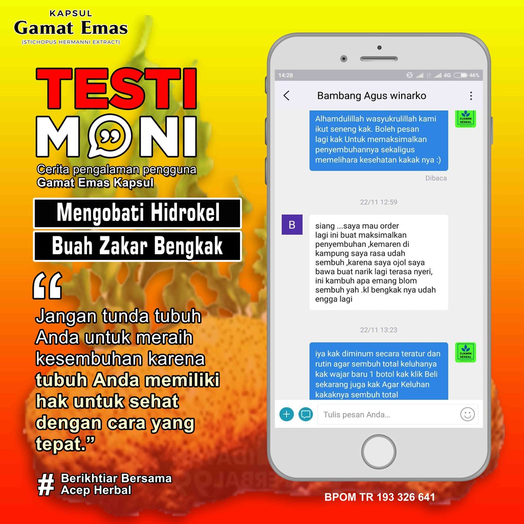 Obat Hernia Turun Bero Berok Burut Hidrokel Varikokel Nyeri Jakar Testis Bengkak Buah Zakar Besar Sebelah Gede Linu Kanker Prostat Epididmitis Air Mani Encer Pengental Sperma Penyubur Atasi Ejakulasi Dini Anti Loyo GAMAT EMAS KAPSUL ASLI PALING ORIGINAL-5