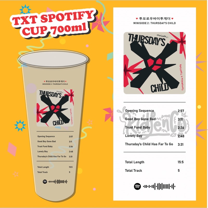 TANPA PO ‼️ txt spotify reusable cup 700 ml ♡ album cover botol minum transparan transparent tomorrow x together ♡ star magic eternity blue hour freeze fight or escape thursday child minisode foe yeonjun soobin beomgyu taehyun hueningkai