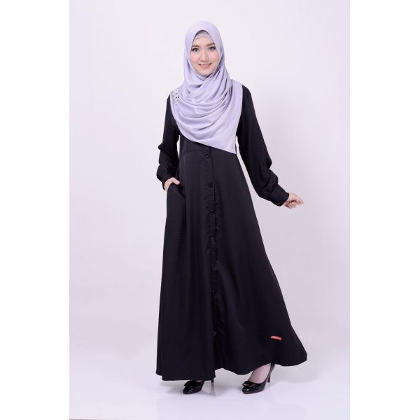 Baju Muslim Gamis Nibras NB 141 Hitam Cantik