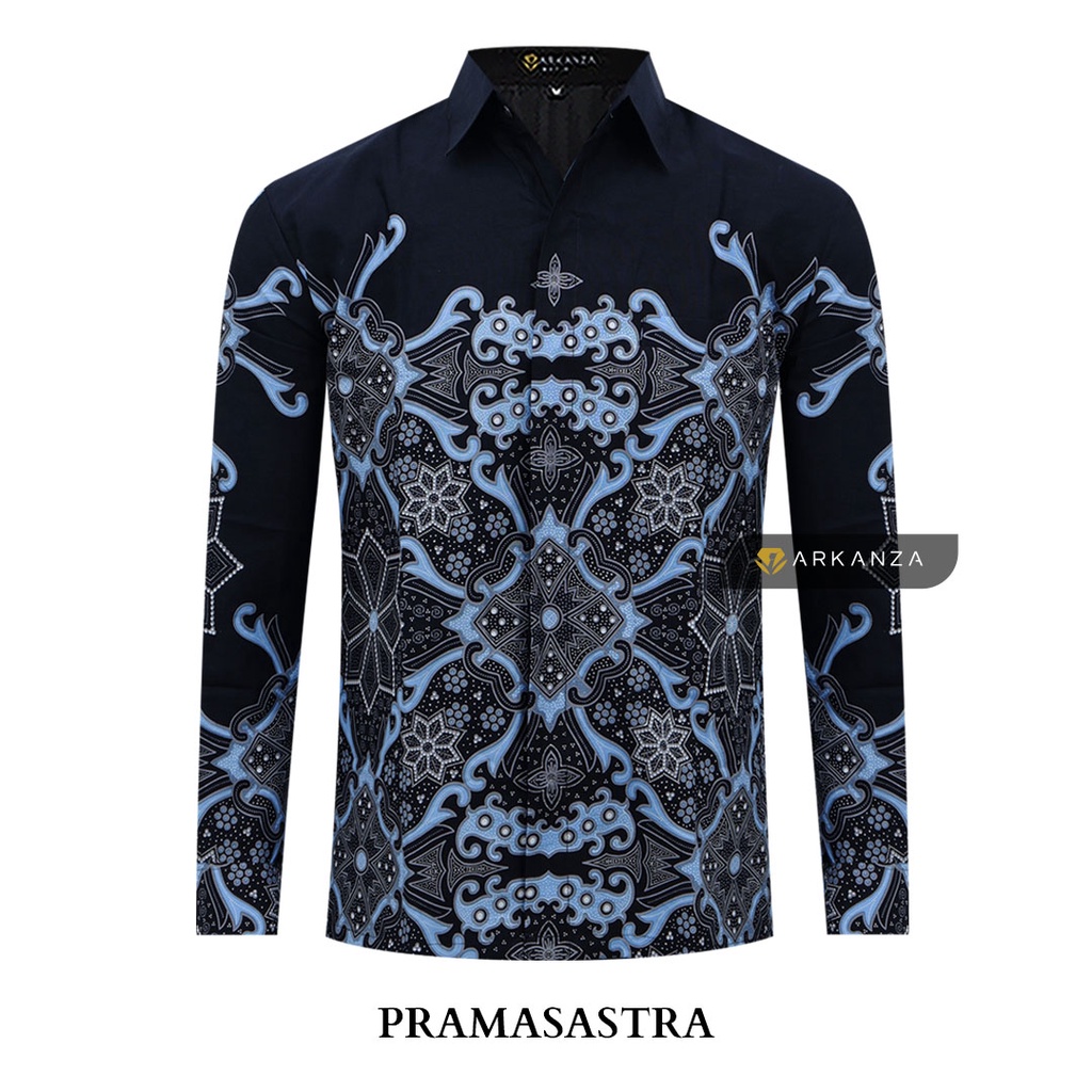 BATIK ARKANZA Motif PRAMASASTRA Hem Atasan Kemeja Baju Batik Pria Cowok Laki Laki Slimfit Full Lapis Furing Lengan Panjang Lengan Pendek Original Asli