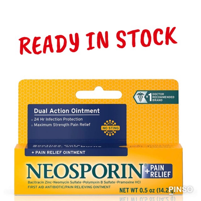 Neosporin - Dual Action Ointment - Size: 0.5 Oz