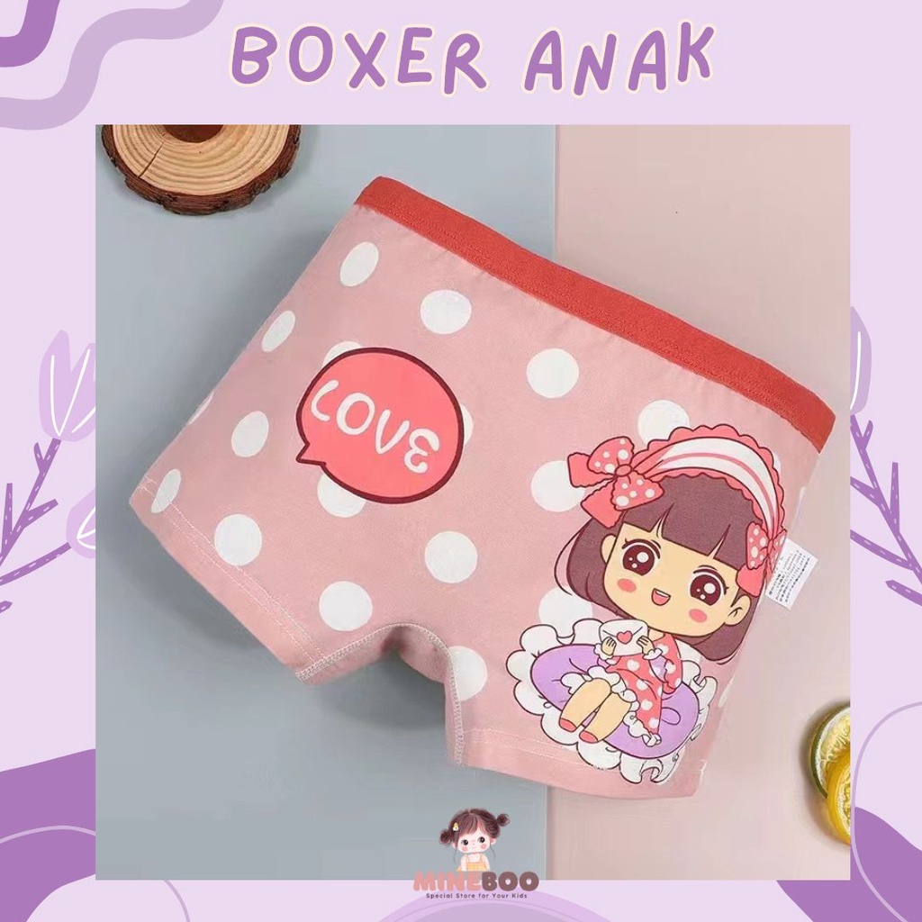 mineboo BOXER ANAK celana dalam anak perempuan CD anak perempuan  Boxer corak anak  HAPPY GIRL