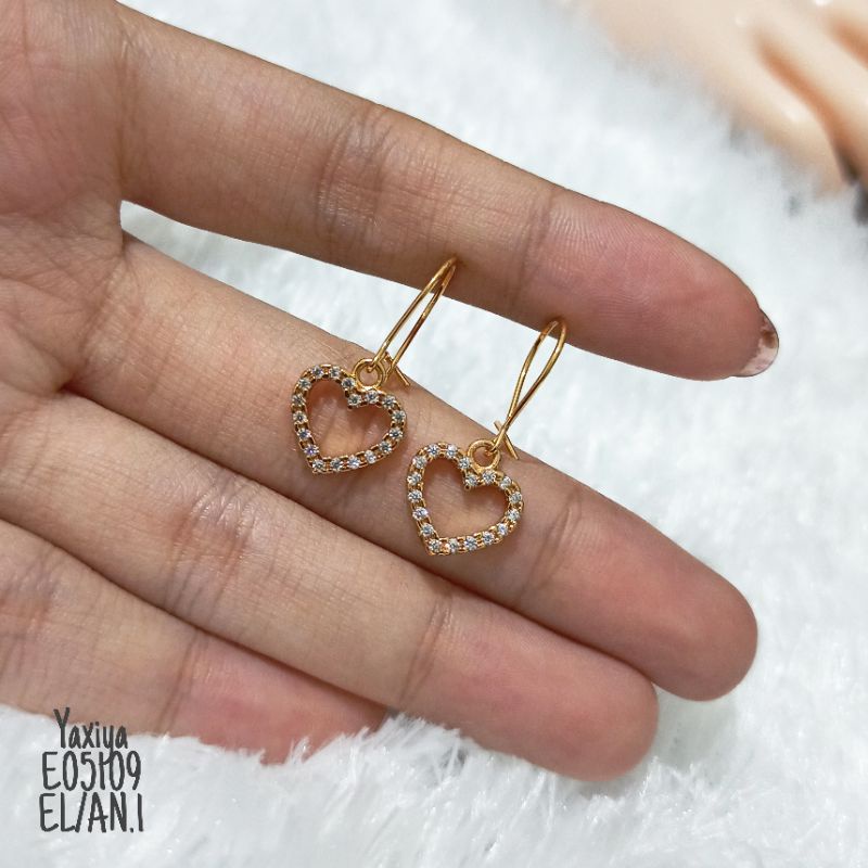 Cincin Yaxiya Hook Love Zircon Gold E05109