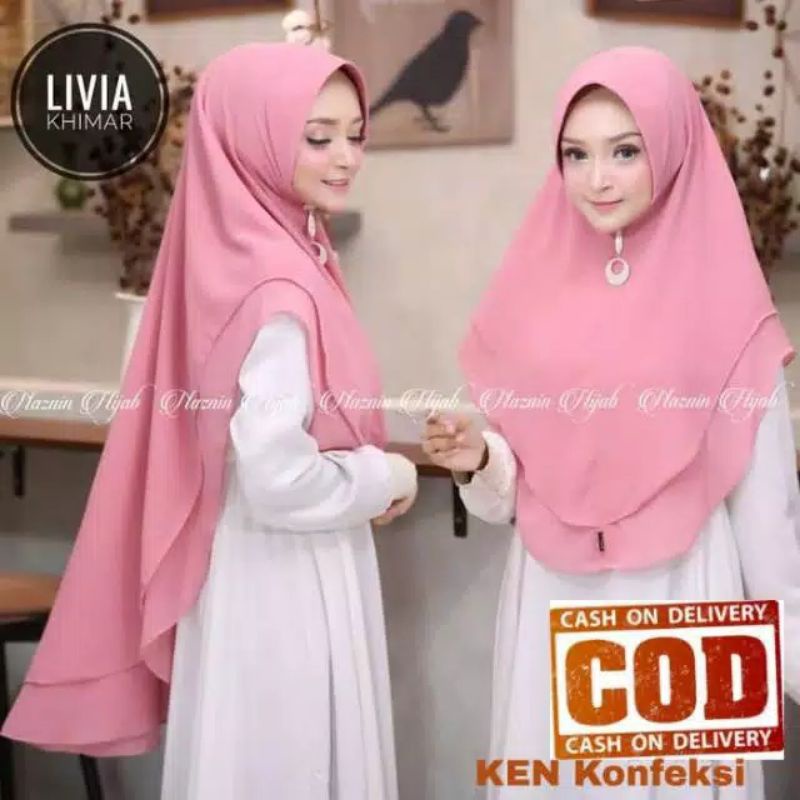 HARGA PARTAI 1KODI ( 20 pcs mix warna  ) KERUDUNG 2 LAYER LIVIA
