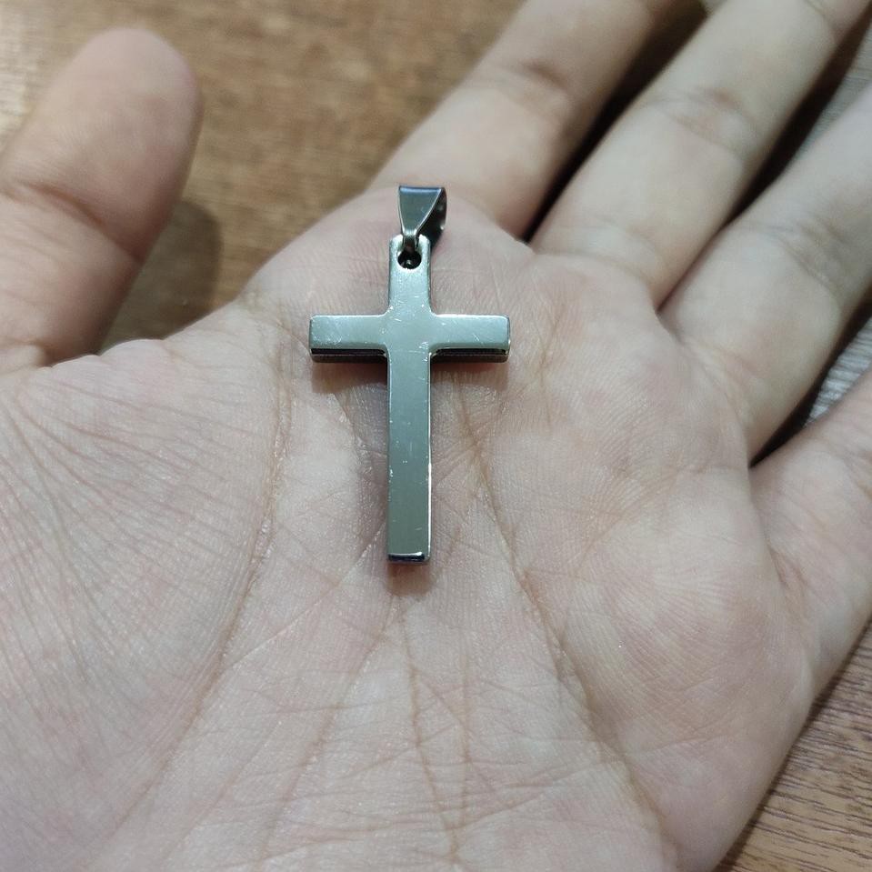 Best Seller.. Kalung Salib Jesus Pria Wanita Polos Anti Karat Keren Good Quality / Kalung Kristen /