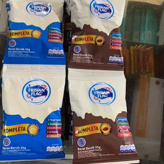 

New - ☘️ MUMTAAZZTORE ☘️ FRISIANFLAG Frisian Flag Kompleta Susu Bubuk Vanila Cokelat 1 Renceng Isi 10 Sachet