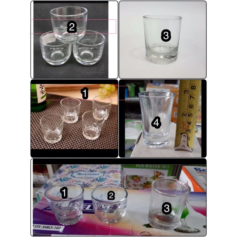 gelas sloki bahan beling/ gelas sloki kecil beling kaca (per lusin)