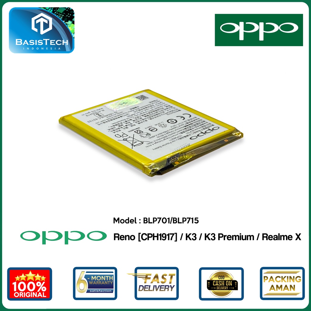 BATERAI OPPO RENO CPH1917 - OPPO K3 - K3 PREMIUM - REALME X - BLP701 BLP715 - ORI