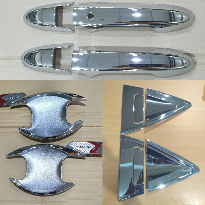 Paket cover pegangan handle pintu + outer mangkok MOBIL honda HRV KOMPLIT chrome CROME hitam doff tempel