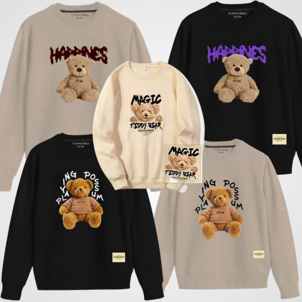 CREWNECK PRIA-CREWNECK HODIE MOTIP LOGO BEAR PULLPRINT ORIGINAL DISTRO UNTUK PRIA &amp; WANITA PULL SIZE S-XXL