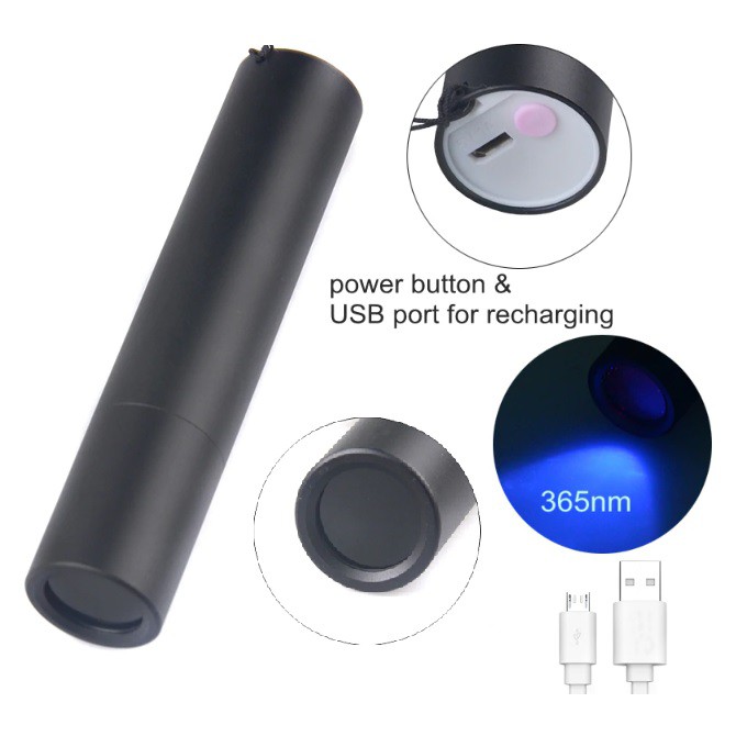 Senter UV Ultraviolet 365nm Lampu UV USB Rechargeable Diskon AE904