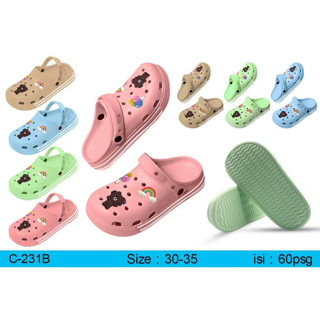 Sandal Baim Import anak terbaru Sendal kodok crocks trendy Selop bakpau jibbitz Sandal perempuan nyaman ringan anti slip