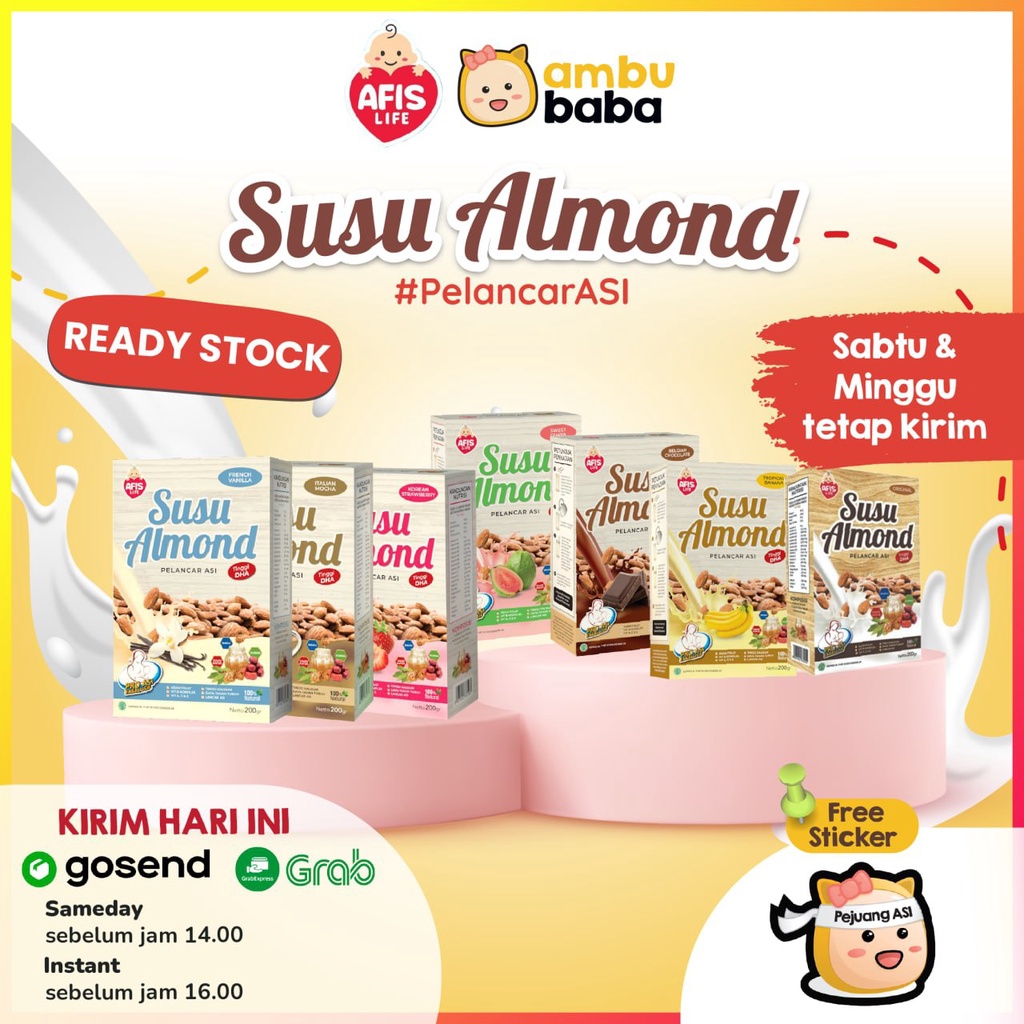 Afis Life Susu Almond Plus Ekstrak Daun Katuk Kurma Dan Madu Pelancar Asi Booster Asi