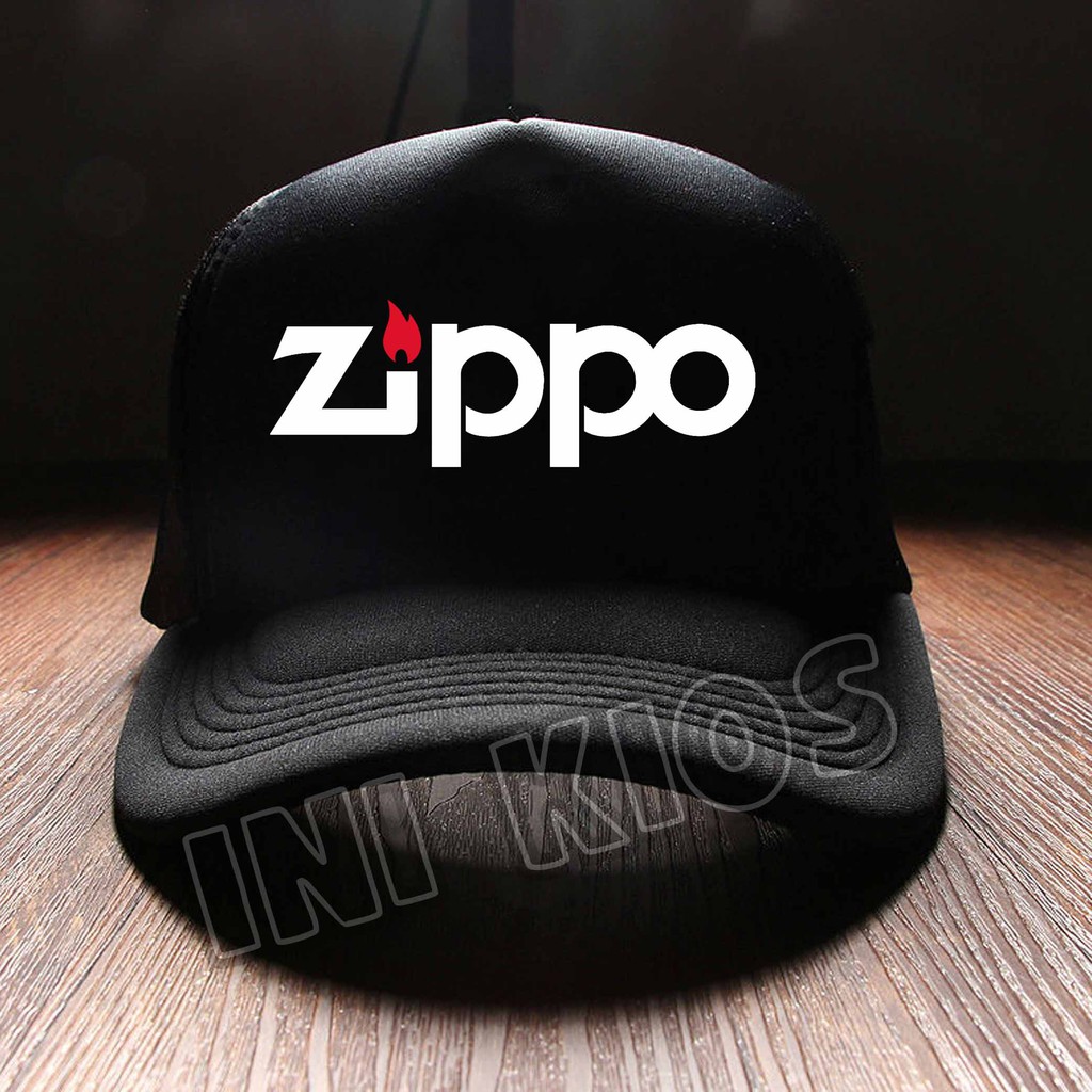KEREN Topi TRUCKER HITAM ZIPPO Distro Pria Wanita Polos MANTAP ZIPPO