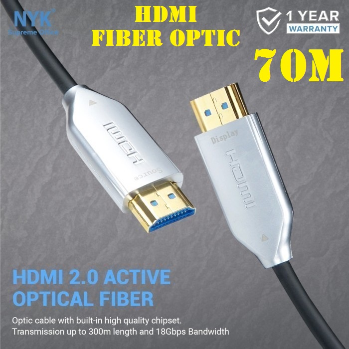 NYK 70 meter Kabel Active Fiber Optic HDMI 2160P ULTRA HD 4K 70M