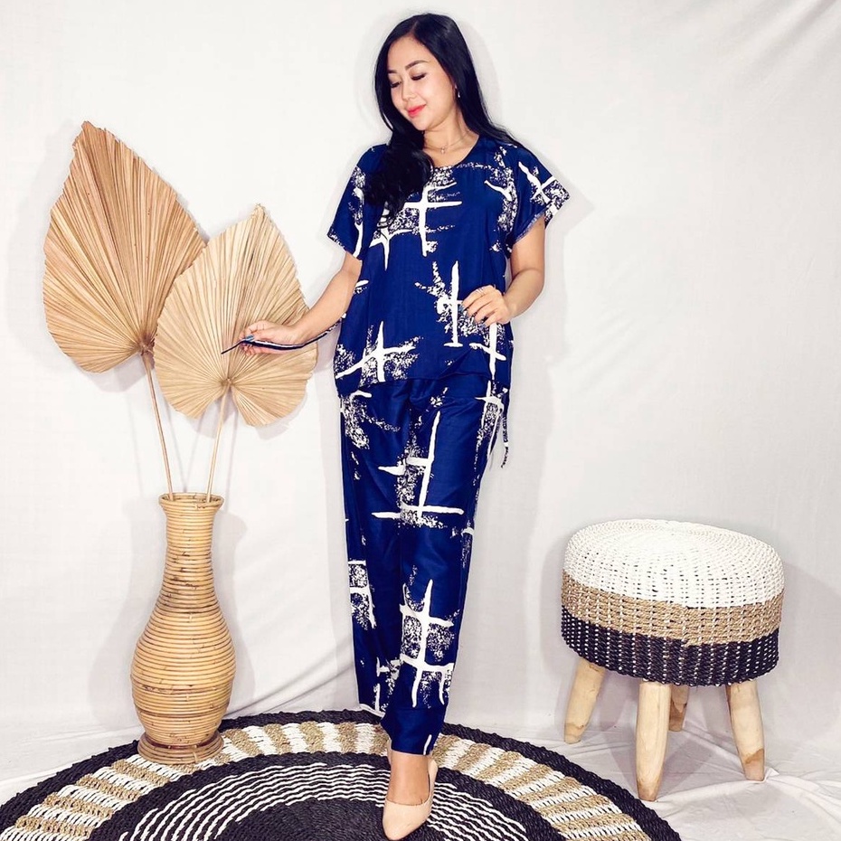 Babydoll Bali/Daster Bali-SET PAN FLASH NAVY