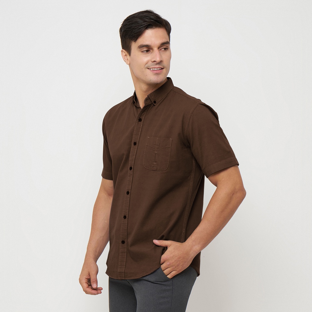 GIOSIMO Kemeja Pria Lengan Pendek Wood Casual