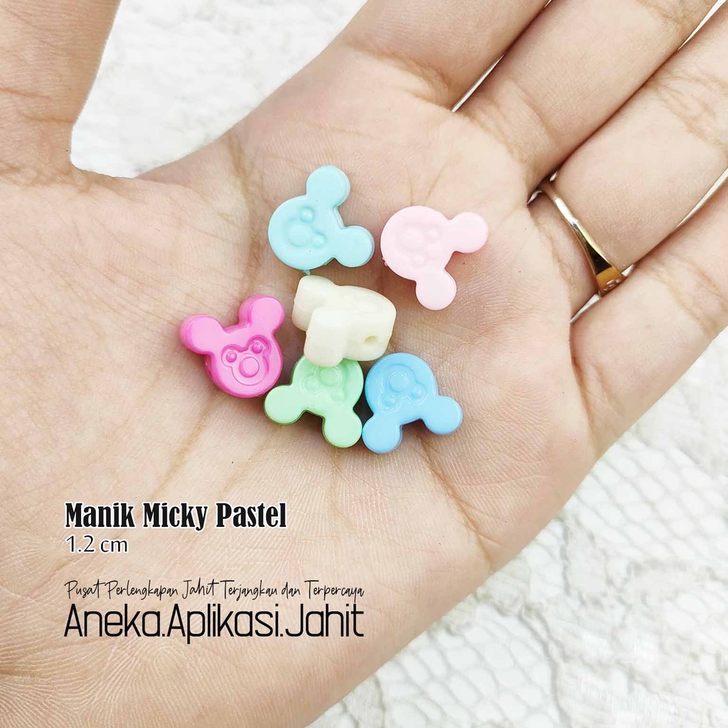 

25 GRAM MANIK MICKEY PASTEL 1.2 CM / MANIK KEPALA MICKEY 1.2 CM