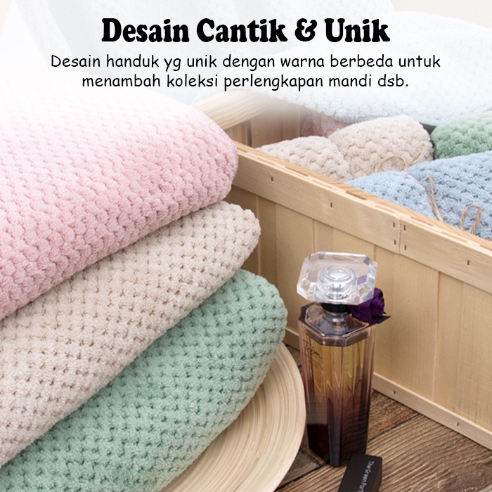 Handuk Mandi Terbaru Ramah Kulit 70x140cm Polyester Imort Dewasa Pria Wanita - H3 - Megahome Decor