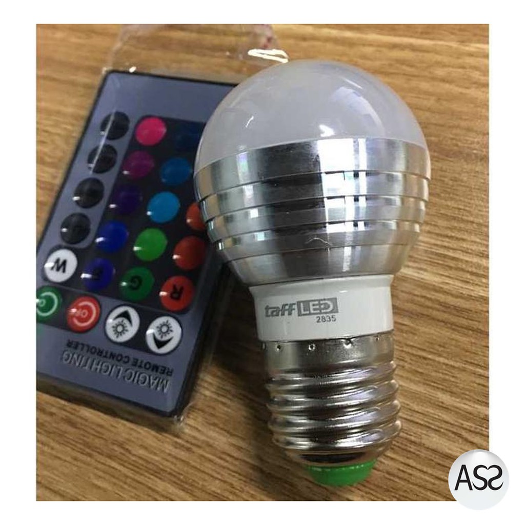 ASS Shop - TaffLED Lampu Bohlam LED RGB 3W 16 Colors E27 + Remote Control - 2835