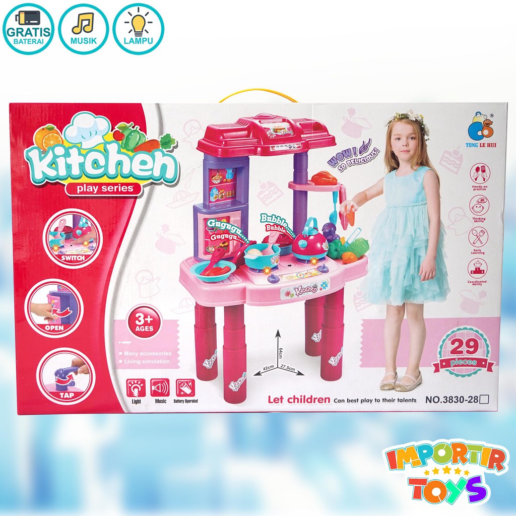 Mainan Masakan Kitchen Set Komplit Play Series dengan Lampu dan Suara