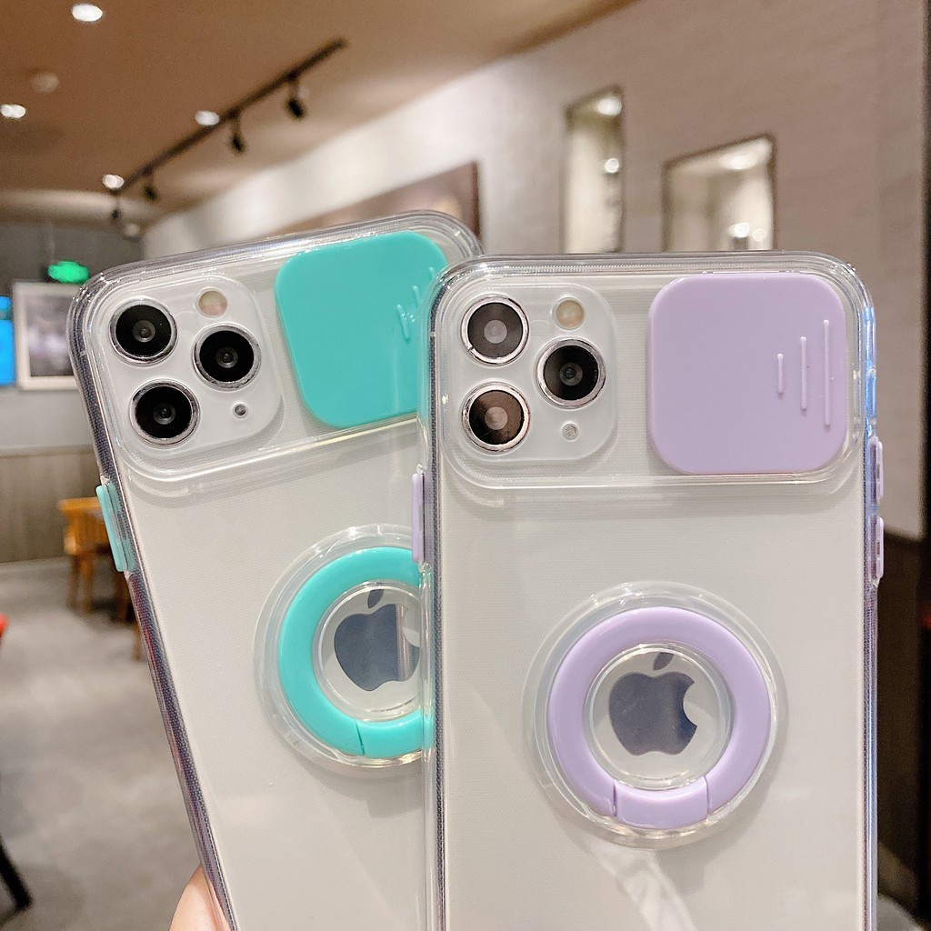 Casing Iphone 7 / 8 Plus X / Xs Max Xr 11 / 12 Pro Max Dengan Jendela Ring Warna-Warni