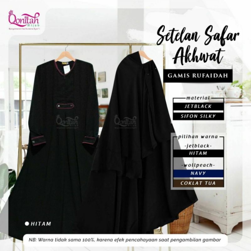 Set Gamis Akhwat Jilbab Safar Rufaidah by Qonita Hijab