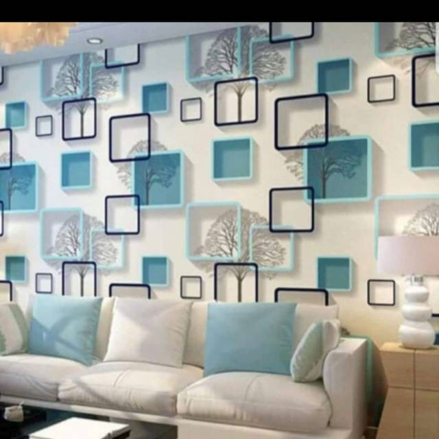 WALPAPER 3D BIRU TERLARIS 45CMx10METER