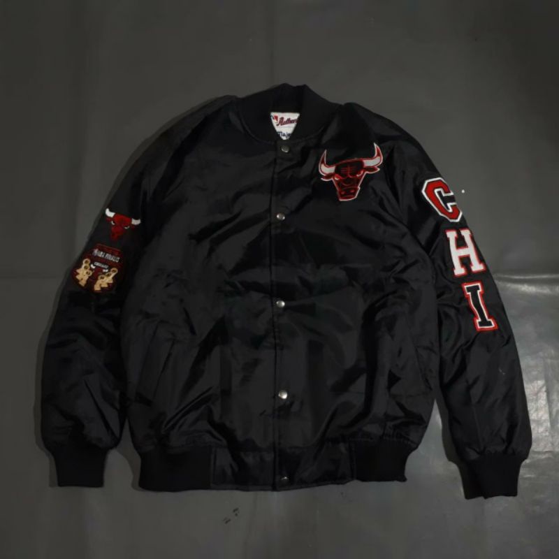 Jaket Bomber Varsity Chicago Bulls Bordir Full Teg