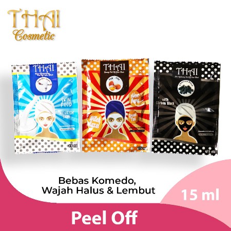 ⭐BAGUS⭐ [SACHET] THAI PEEL OFF MASK 15GR | Maker Wajah Egg White / Charcoal / Goats Milk