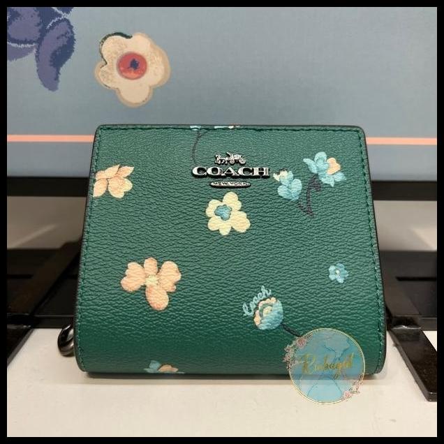 Coach Snap Wallet With Mystical Floral Print In Green C8703