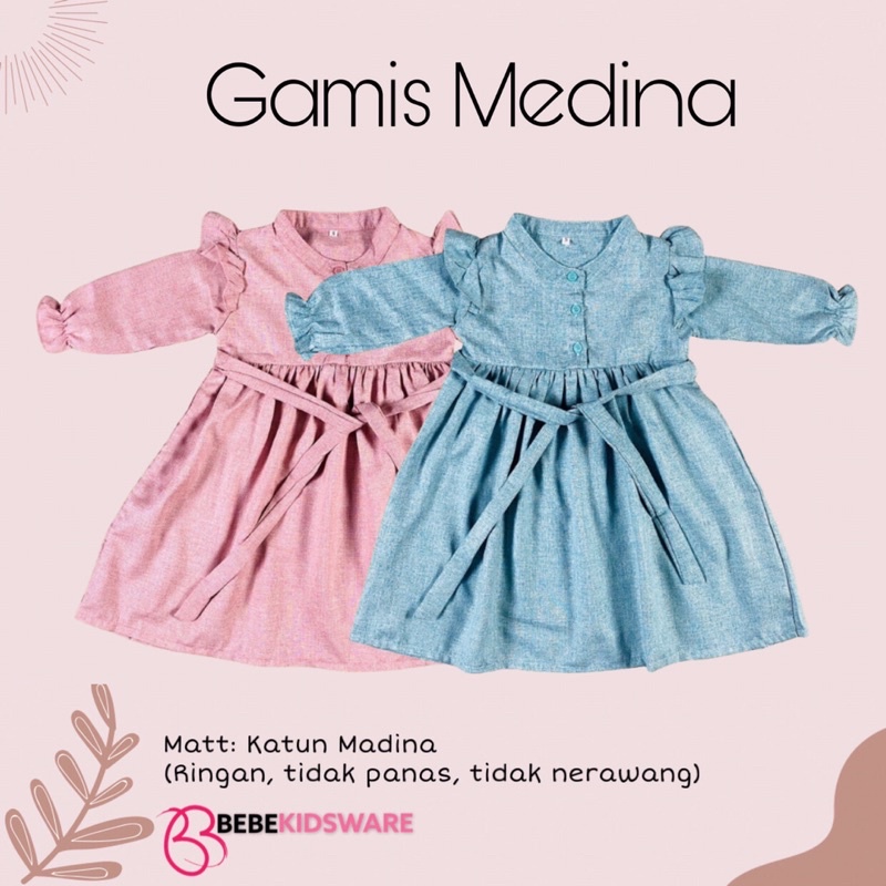 GAMIS ANAK PEREMPUAN KEKINIAN BAHAN KATUN MADINA USIA 2-4 TAHUN