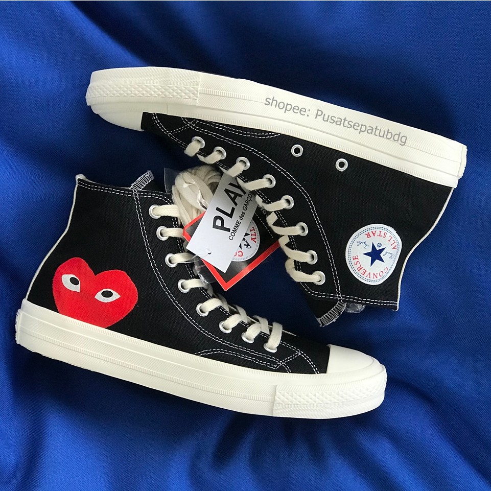 CONVERSE 70S PLAY CDG COMME DES GARCONS HIGH BLACK WHITE