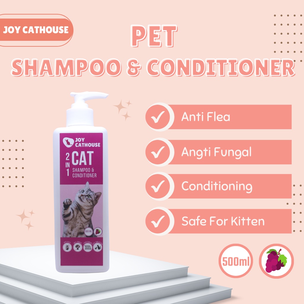 Shampo Joy Cathouse 500ml Sampo Anti Kutu Jamur Shampo Kucing, Anjing dan Hewan Berbulu Lainnya.