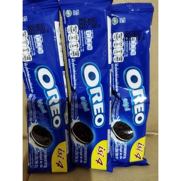 biskuit oreo sak 38 gr, isi 4 pcs rasa coklat, vanilla