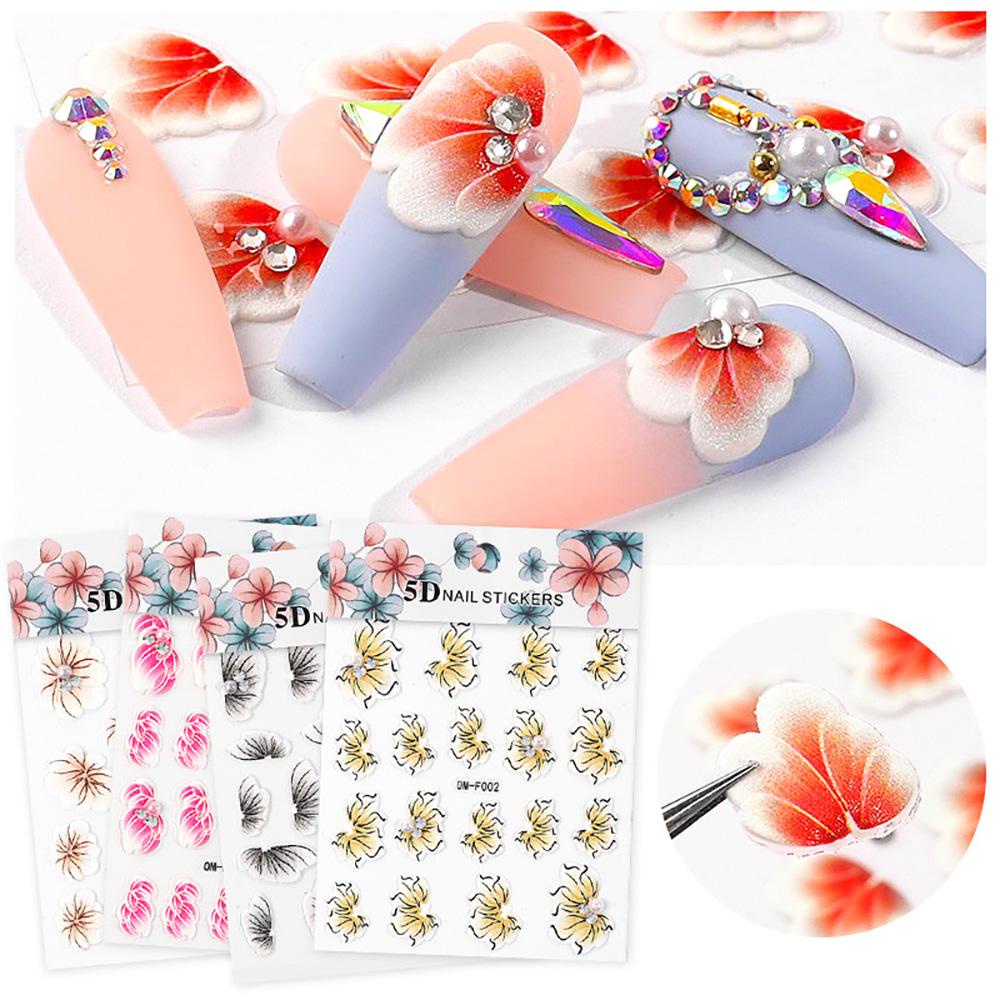 AUGUSTINA Agustina Dekorasi Nail Art Ultra-Tipis Tahan Air Tiga Dimensi Relief Manicure Decals